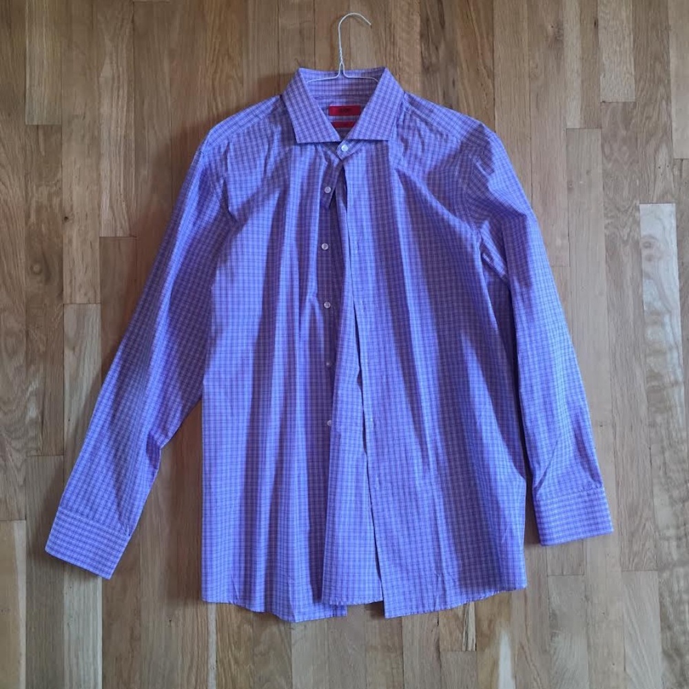 HUGO BOSS Plaid Purple Button Down